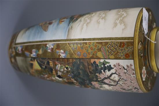 A large Exhibition quality Satsuma pottery vase, by Ryozan, Meiji period, H.37.5cm